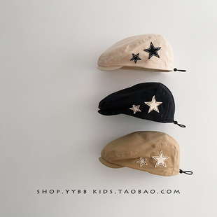 复古潮流儿童帽子春秋季新款洋气贝雷帽男女宝宝出游防风前进帽冬