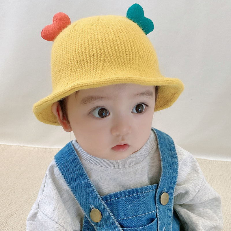 秋冬季女宝宝毛线帽针织帽渔夫帽