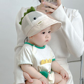 儿童帽子夏季 网眼透气男女宝宝遮阳恐龙鸭舌帽大檐防晒速干棒球帽