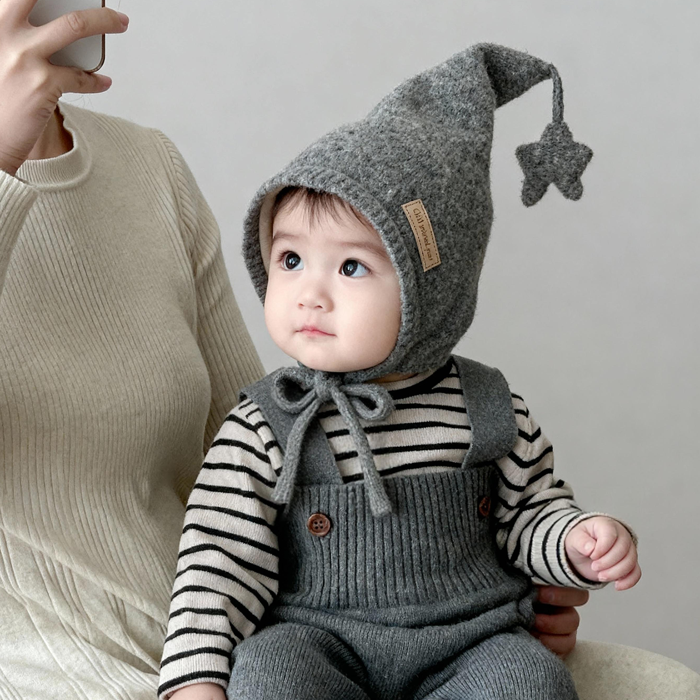 韩版星星儿童帽子秋冬季保暖加厚尖尖毛线帽男孩女宝宝防风护耳帽