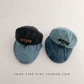 韩版 反戴鸭舌贝雷帽男女宝宝防晒前进帽 洋气牛仔儿童帽子春秋薄款