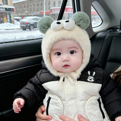 儿童帽子秋冬季保暖加厚针织护耳毛绒帽男婴女宝宝可爱防风毛线帽