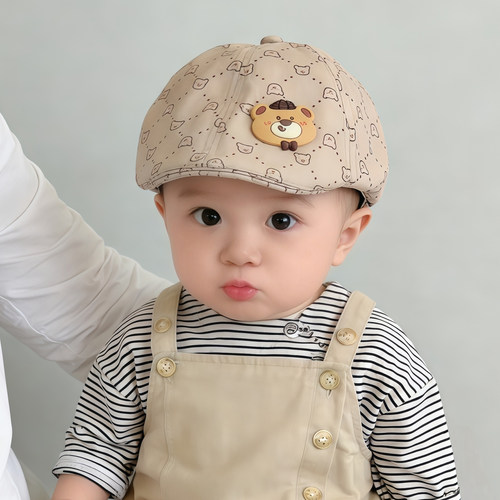 婴儿可爱潮流帽子春秋薄款遮阳防晒贝雷帽男女宝宝小月龄前进帽夏