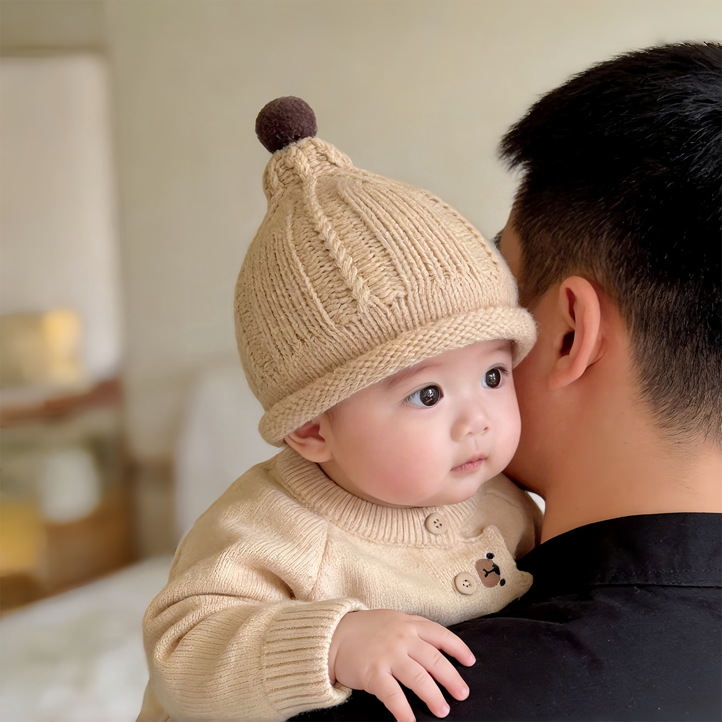 ins韩系宝宝帽子秋冬季保暖加厚针织套头帽男女婴儿小月龄毛线帽