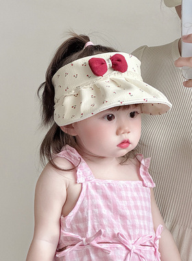 宝宝帽子夏季薄款遮阳防晒韩系樱桃公主空顶帽女童出游鸭舌太阳帽