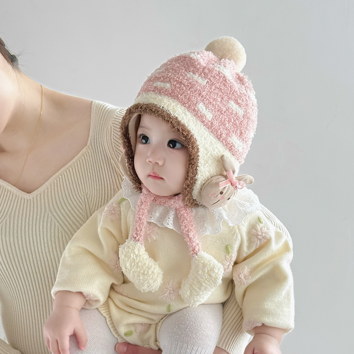 儿童帽子秋冬季保暖加厚可爱护耳毛绒帽男婴女宝宝防风针织毛线帽