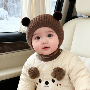 新生儿帽子秋冬季保暖加厚针织护耳毛线帽男女宝宝小月龄婴儿胎帽