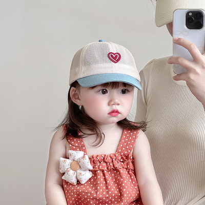 韩版宝宝帽子夏季薄款透气网眼鸭舌帽男女童小月龄遮阳防晒棒球帽