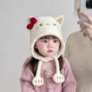 儿童帽子秋冬季 保暖加厚针织毛线帽女宝宝可爱卡通防风毛绒护耳帽