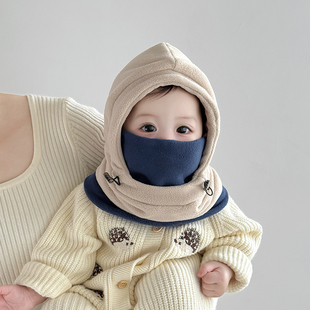 儿童帽子秋冬季 保暖加厚围脖一体护耳帽男女宝宝防风可爱毛绒帽潮