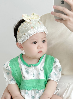 韩版碎花婴幼儿帽子夏季空顶护囟门帽女宝宝新生儿遮阳蝴蝶结胎帽