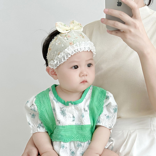 韩版碎花婴幼儿帽子夏季空顶护囟门帽女宝宝新生儿遮阳蝴蝶结胎帽