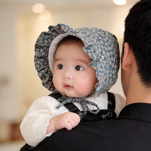 复古韩系婴儿帽子秋冬款保暖防风护囟门宫廷帽女宝宝小月龄胎帽潮