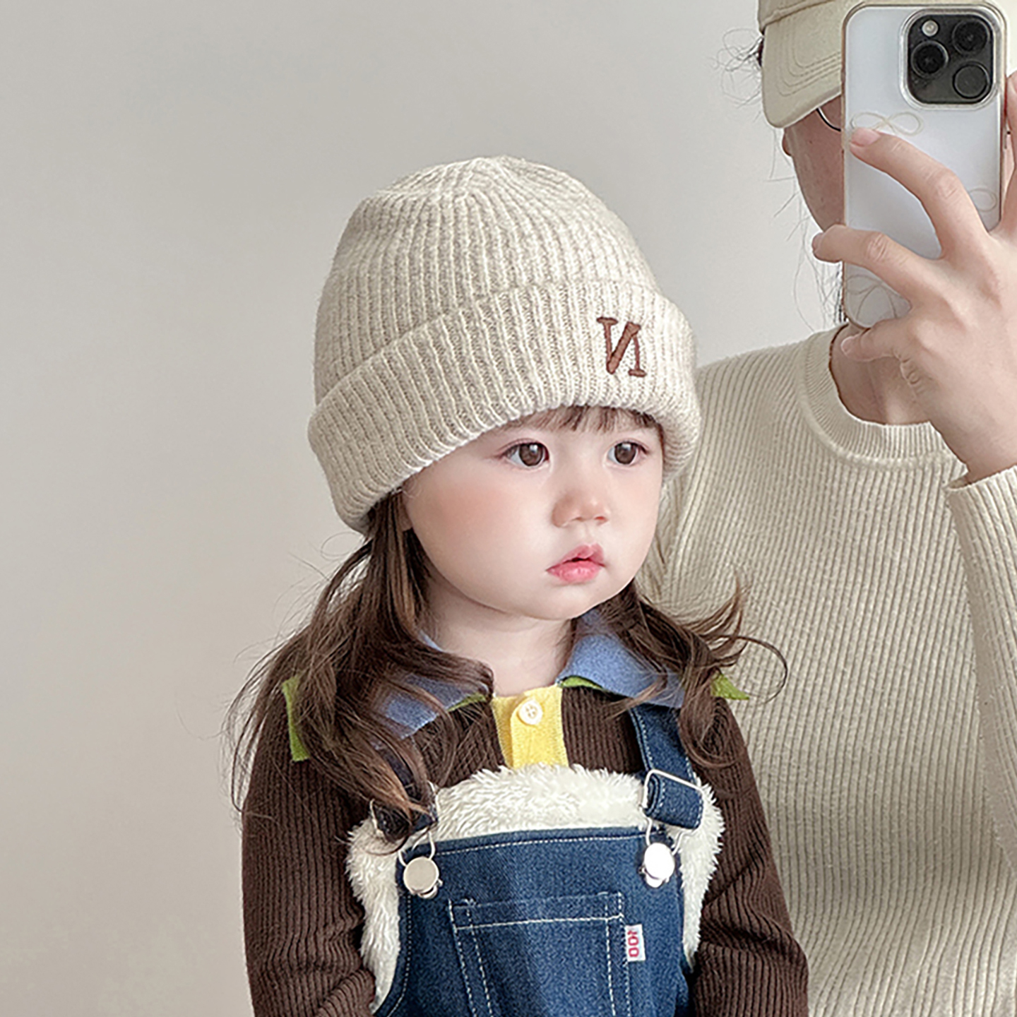 儿童帽子秋冬季保暖加厚简约防风套头针织帽男女宝宝护耳毛线帽潮