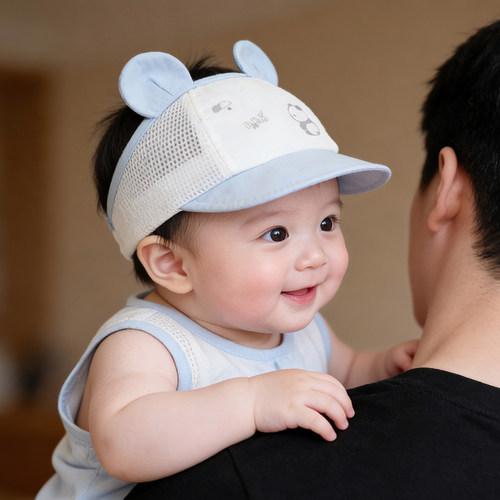 婴幼儿夏季薄款护囟门居家帽男孩女宝宝新生儿小月龄纯棉空顶胎帽