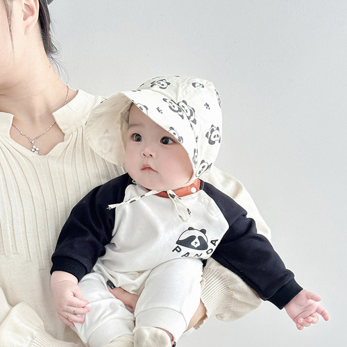 婴儿春秋薄款帽子护囟门帽卡通大檐遮阳宫廷帽男女宝宝小月龄胎帽