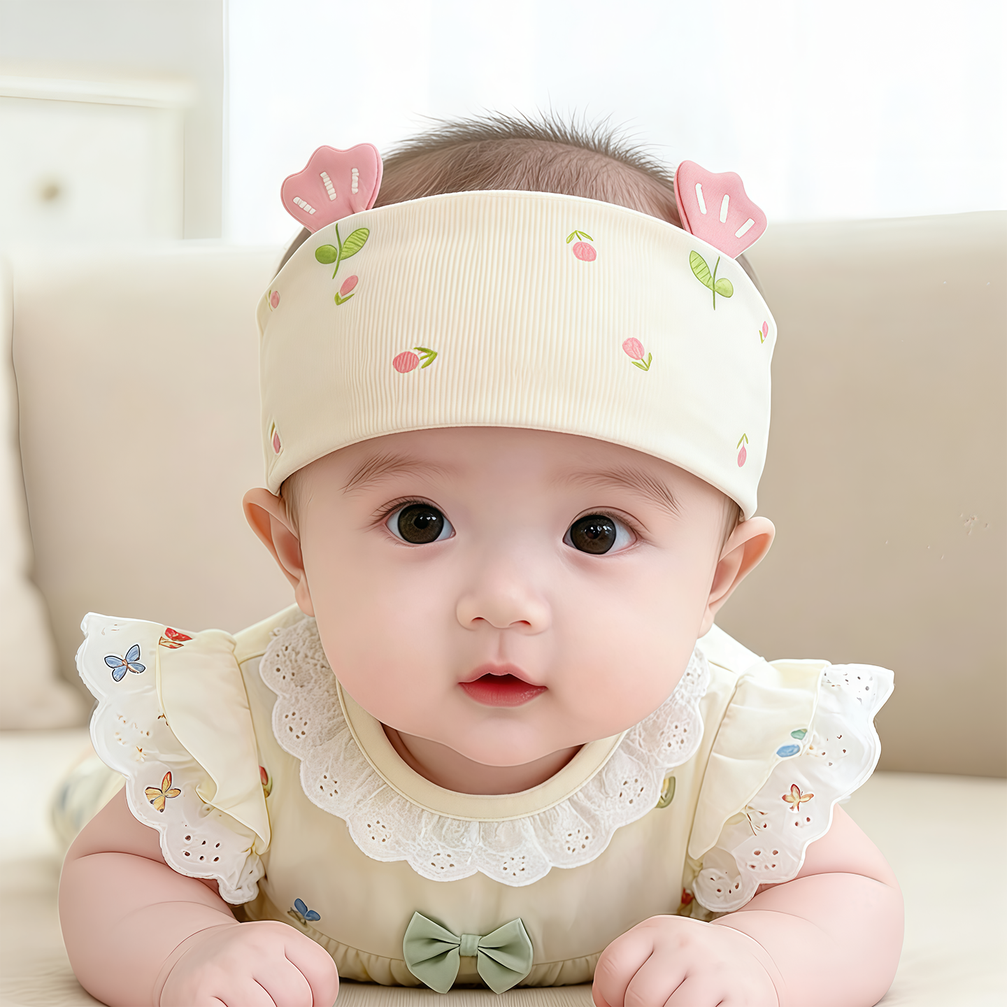 新生儿帽子夏季薄款护囟门空调居家帽女婴幼儿小月龄纯棉空顶胎帽