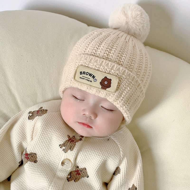 婴儿帽子秋冬季保暖可爱超萌新生婴幼儿胎帽男女宝宝毛线帽针织帽
