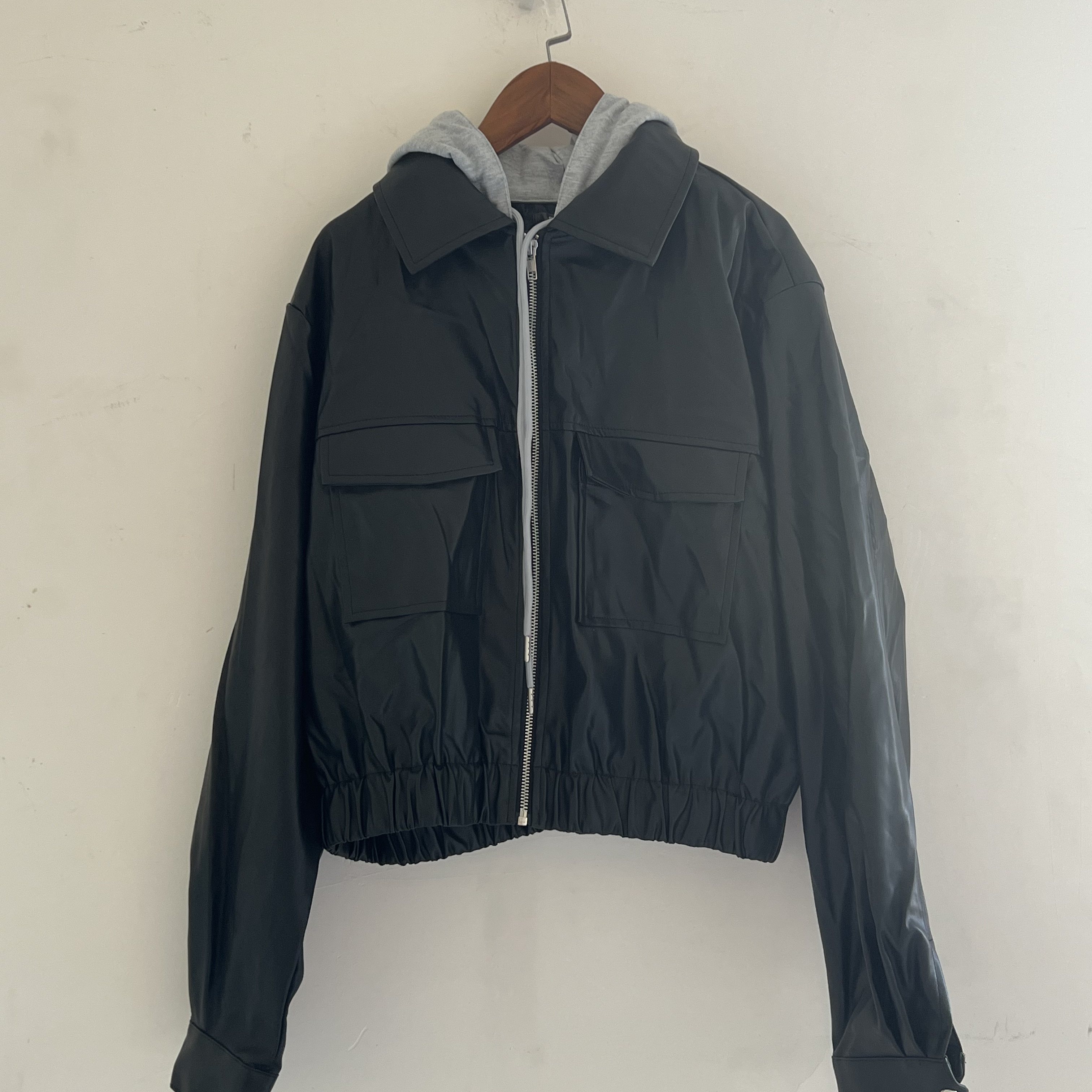 日单新款宽松显瘦好搭配纯色气质机车风短款翻领皮衣连帽外套女,女装/女士精品,皮衣,淘宝优惠券,粉丝福利购,淘宝优惠卷