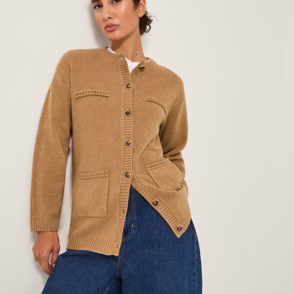 欧单老钱风圆领针织开衫