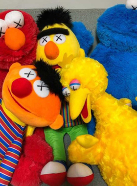 bkpp同款芝麻街毛绒公仔kaws优衣库联名艾莫甜饼怪玩偶玩具礼物女