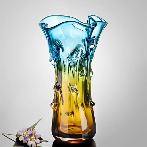 手工吹制玻璃花瓶家居客厅玄关装饰品摆件高级轻奢工艺礼品摆饰乔