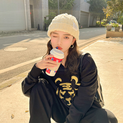 韩版秋冬保暖针织帽百搭产妇帽