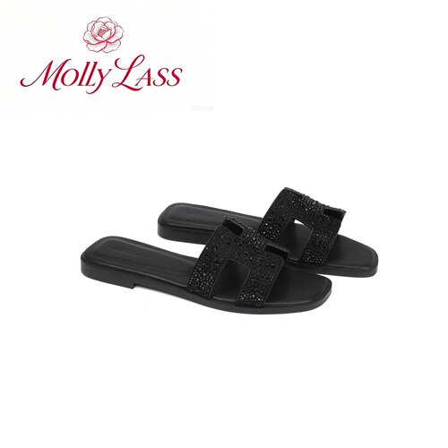 MOLLYLASS满天星水钻一字拖女