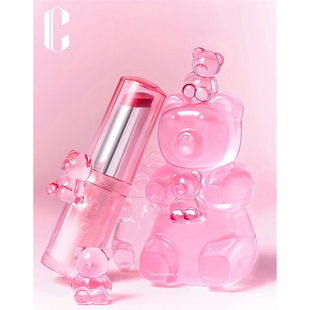 限定clio韩国珂莱欧新色粉色小熊口红唇膏水光镜面保湿限量色100