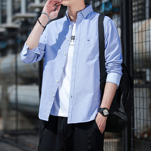 佳纳服饰余文乐同款日系复古衬衫男休闲宽松男装长袖男士衬衣男装