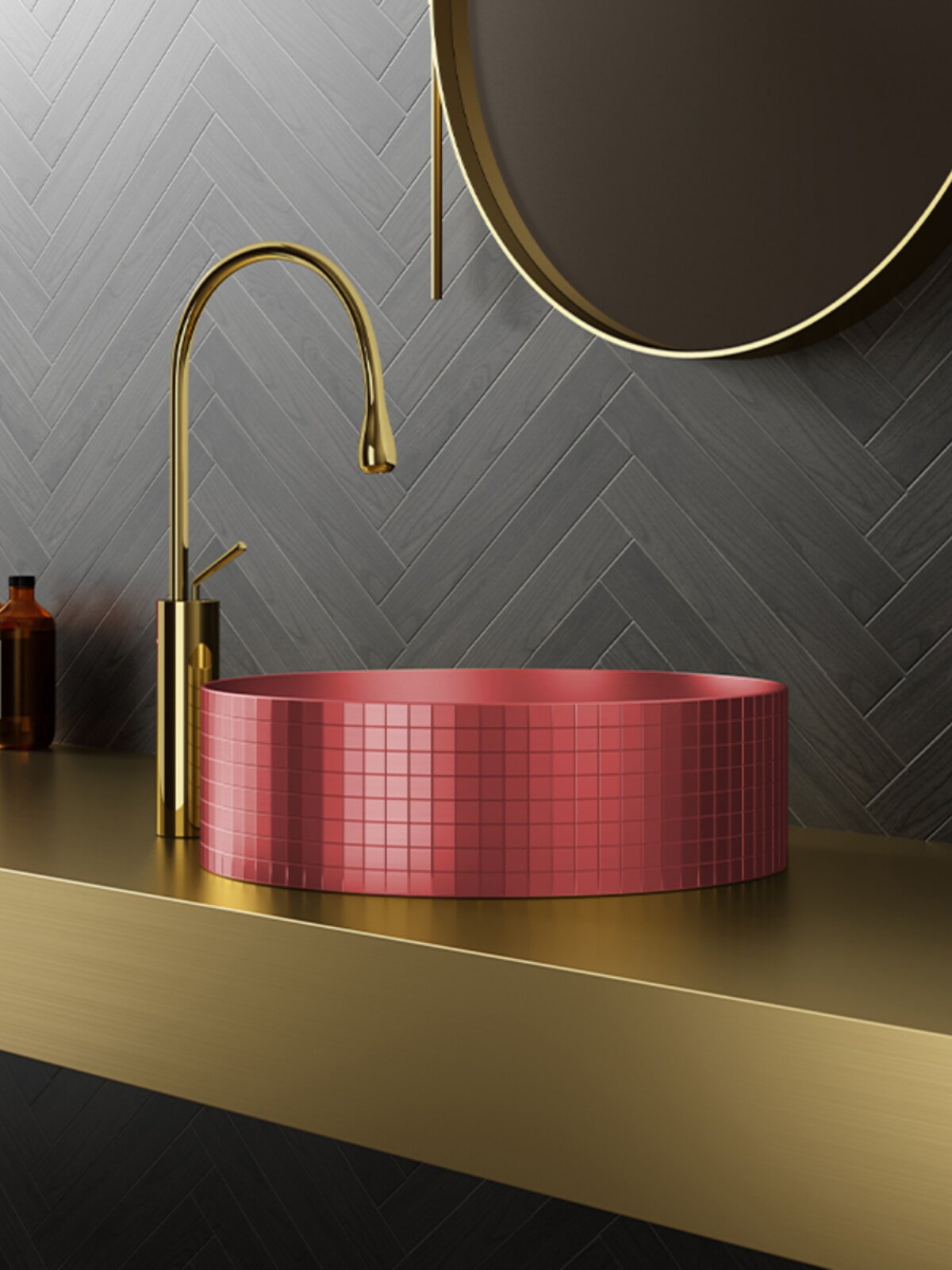 正品304马赛克个性红色不锈钢台上洗手盆单盆酒吧会所洗脸洗漱台