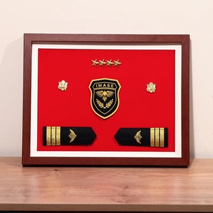 实木勋章框臂章收纳框纪念章展示框消防退役留念主席像章展示相框