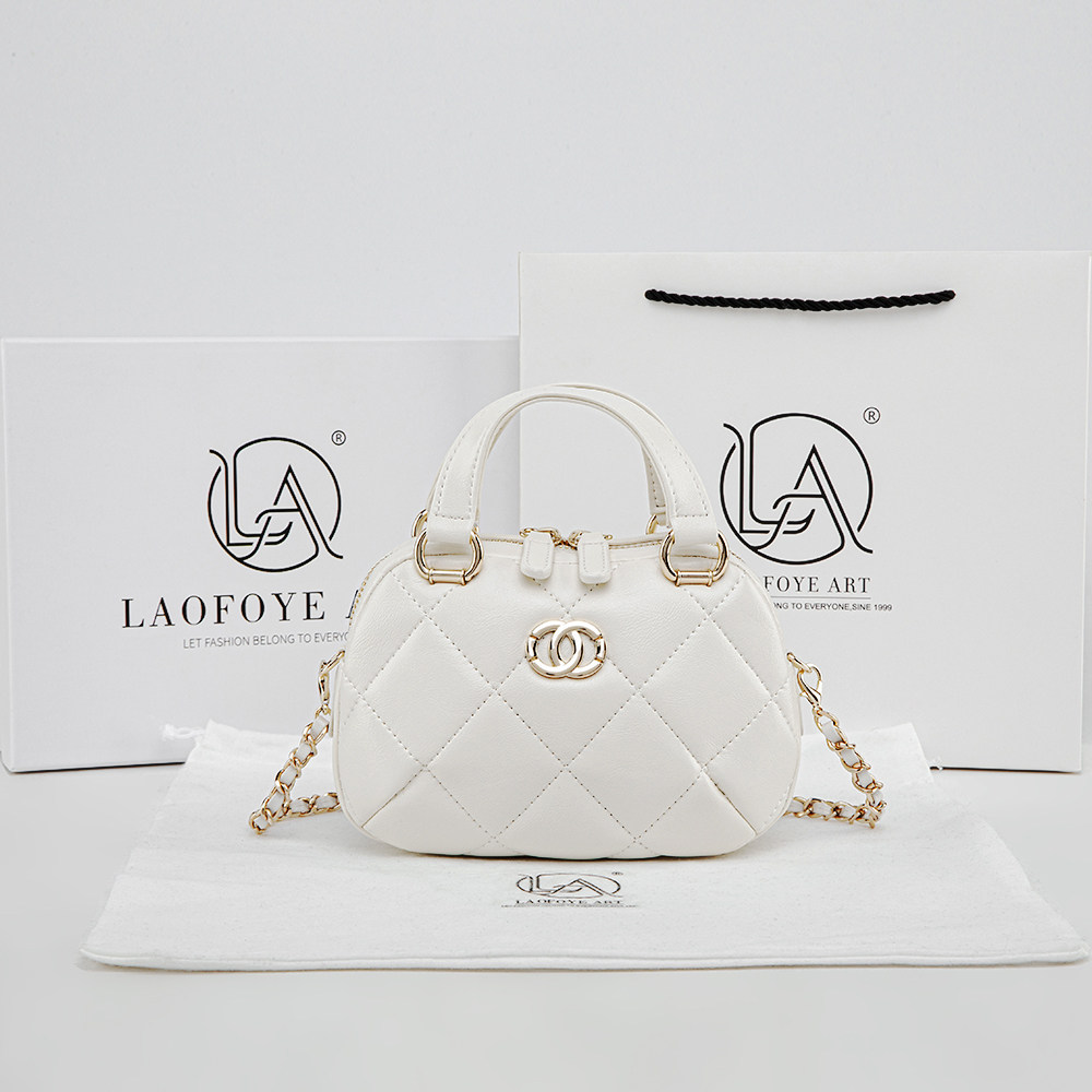 2026新款羊皮小香风菱格贝壳半月包女链条包百搭高级质感手提包