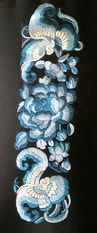 真丝手工刺绣袖口绣片京绣牡丹花蝴蝶返古老绣绣片