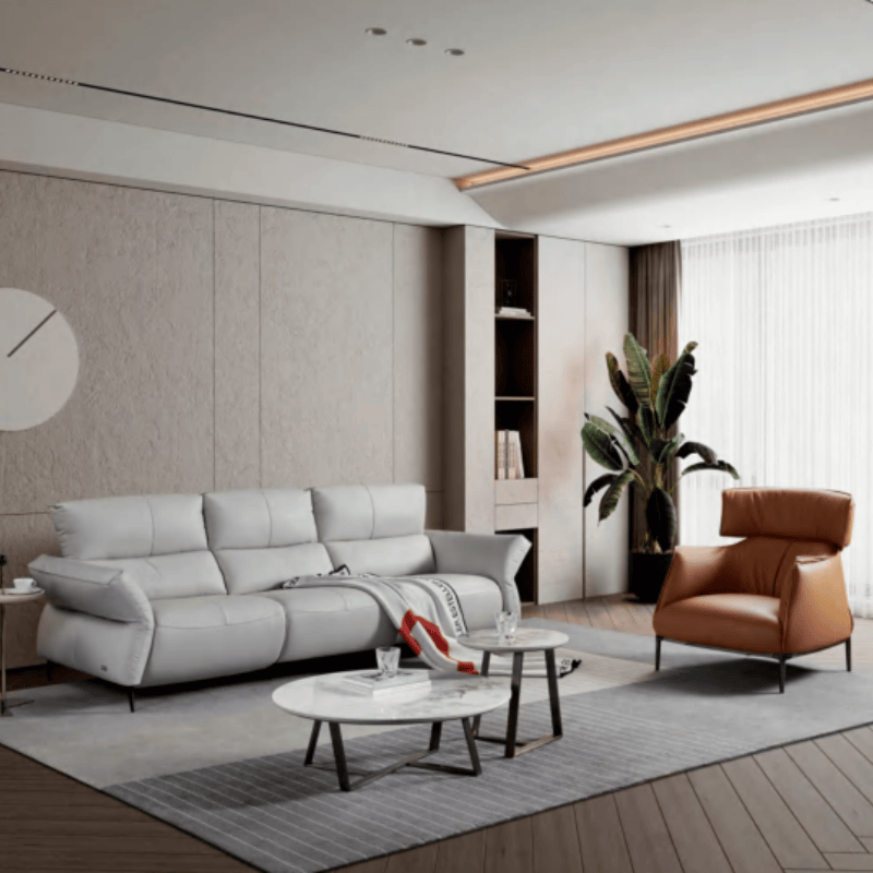 进口皮沙发意斯特功能意式极简