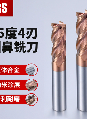 55度圆鼻铣刀4刃钨钢合金立铣刀加长R角涂层牛鼻刀R0.2R0.5R1R2R3