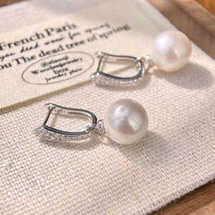 DIY珍珠耳环配件S925纯银耳饰空托K工艺复古耳扣 可拆半成品托 女