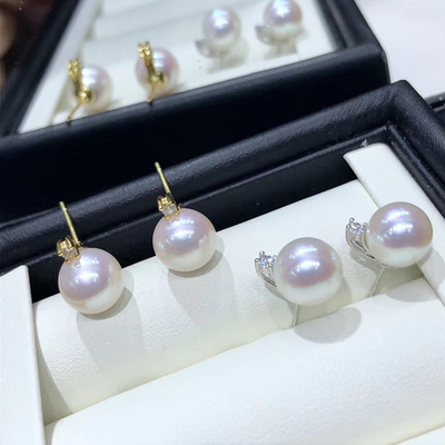 diy纯银18k金珍珠耳钉单钻