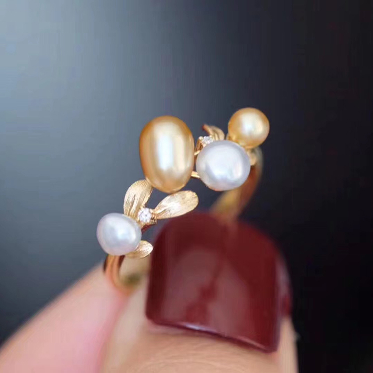 珍珠戒指空托小清新多珠款开口