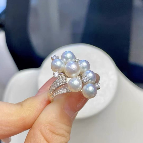 DIY戒指配件S925纯银多珠款5-6mm