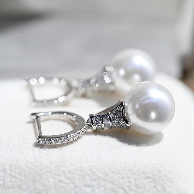 DIY珍珠配件S925纯银豪华耳环托