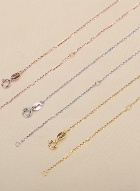 DIY珍珠手工材料配件S925纯银闪O项链十字链K金同款链子45+圈裸链