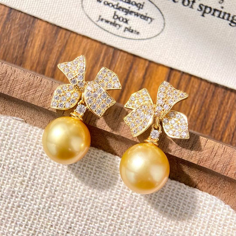 DIY耳饰配件S925纯银蝴蝶结空托