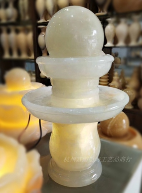 天然白色玉石收银台领导流水摆件