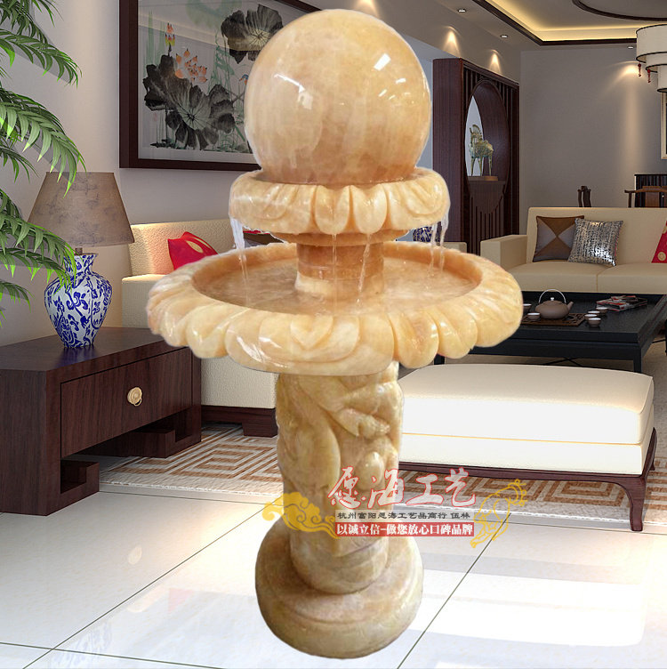 欧式水帘石雕流水喷泉风水球加湿器客厅店铺装饰礼品落地大厅摆设