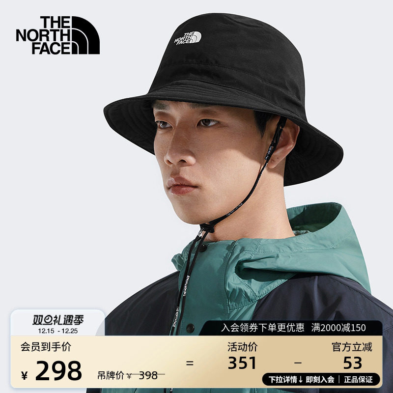北面男女同款防晒渔夫帽运动帽