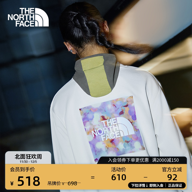 北面女印花LOGO宽松卫衣