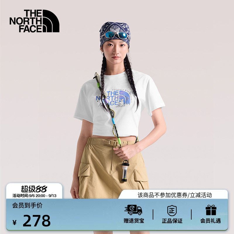 北面女纯棉印花短袖T恤图片