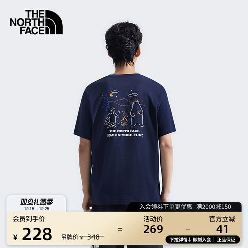 北面男女同款纯棉印花短袖T恤