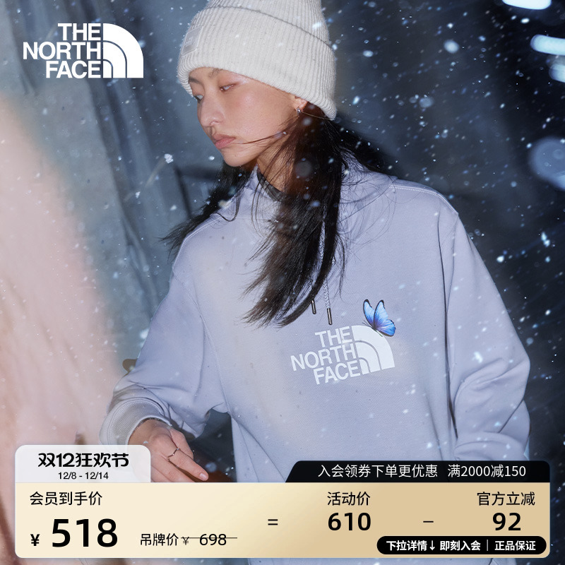 北面女同款印花运动卫衣